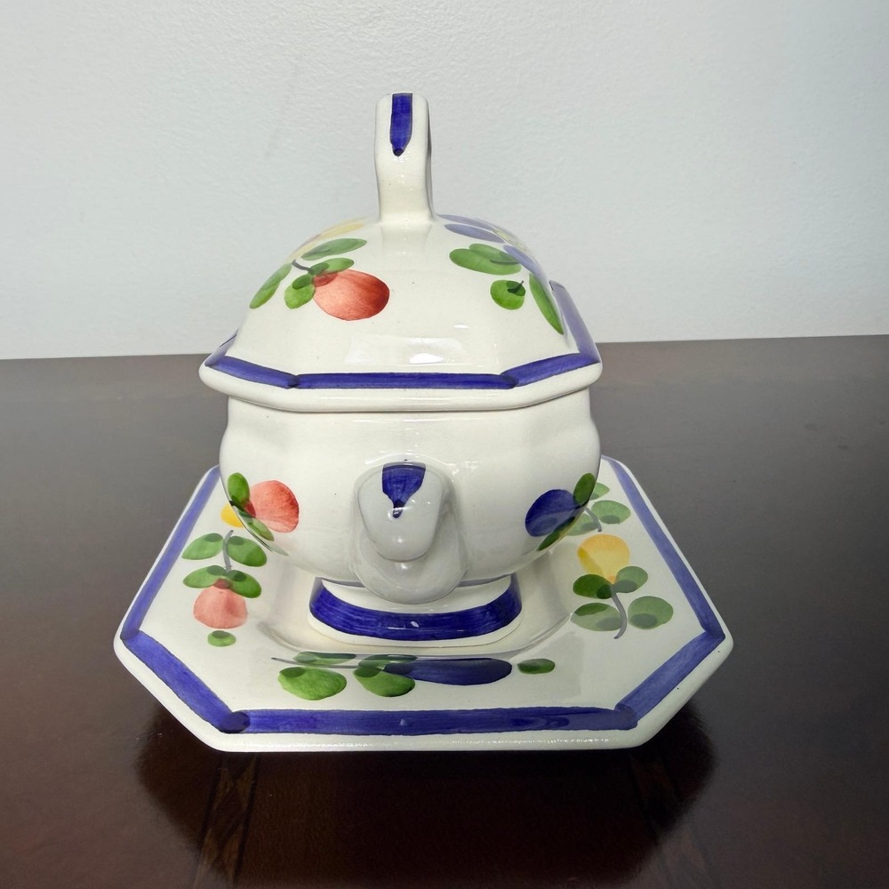 Vintage Portuguese Floral Ceramic Covered Dish Tray Jay Willfred Andrea by Sadek - Picture 12 of 12